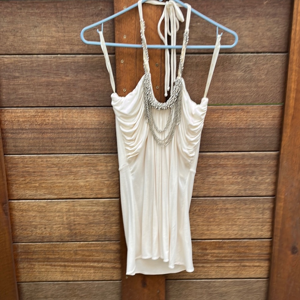 Sky brand embellished cream halter top